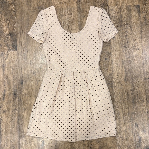 Pins & Needles Beige Mini Dress with Black Polka Dots - Picture 2 of 6
